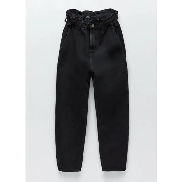 Zara Black Paper-Bag Jeans - Picture 1 of 8